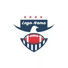 Football Logo Blue Badge and Red Football logo design