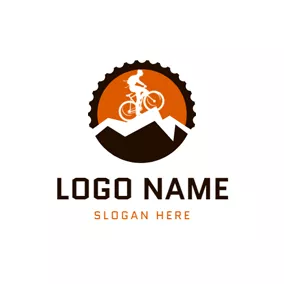 Bike Logo Flat Gear and Mountain Bike logo design
