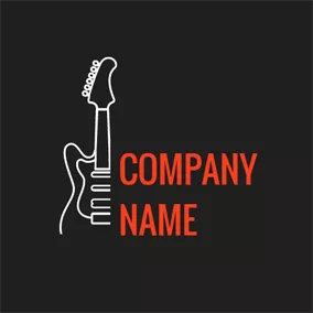 Music Logo Outlined Black Guitar logo design